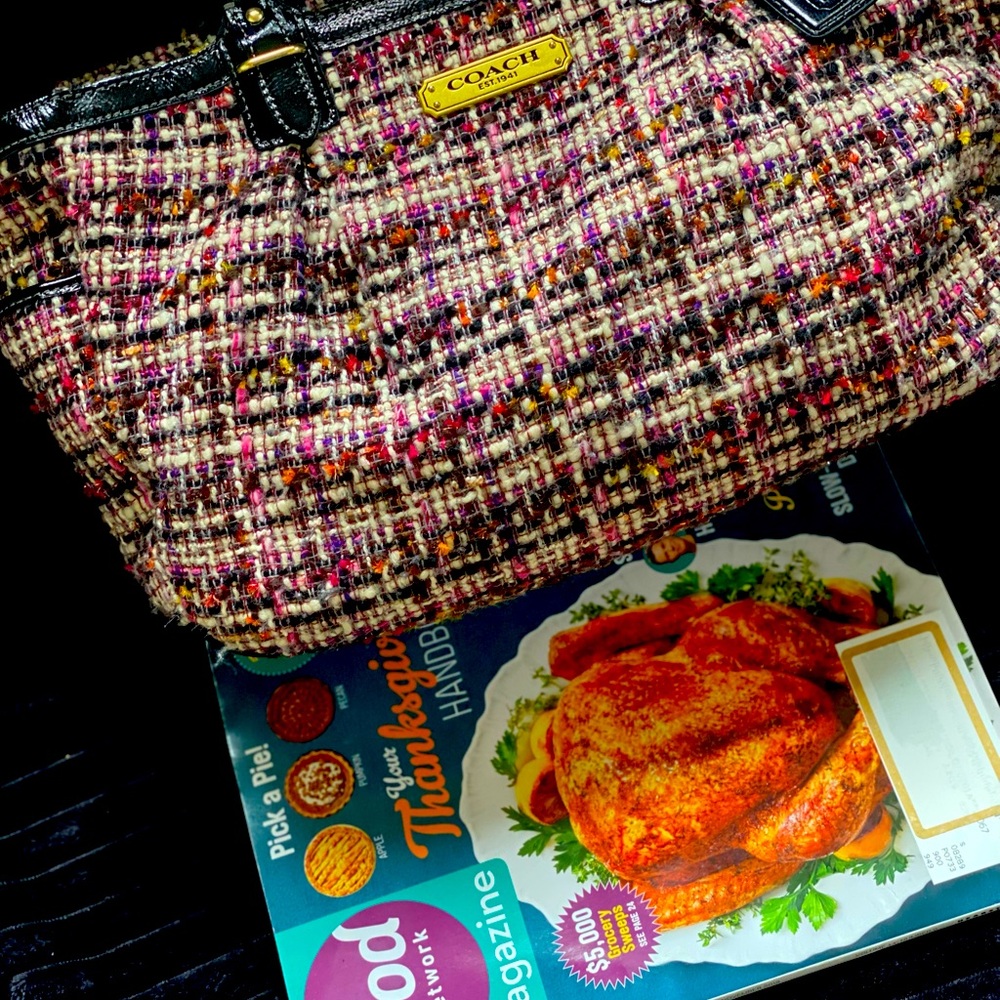 COACH Purple (tweed pattern) Boiled Wool Handbag